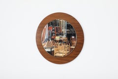 Mid-Century Round Danish Teak Wall Mount Mirror