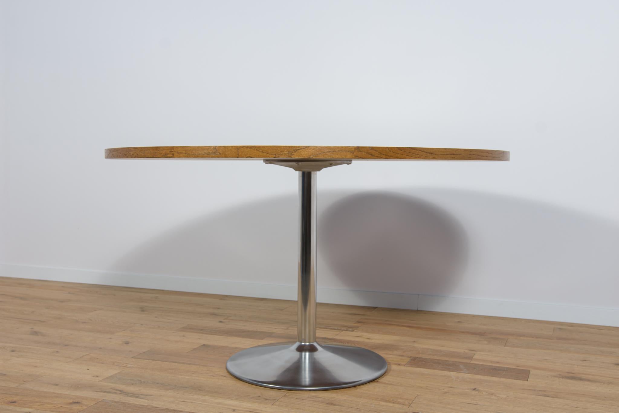 Woodwork Mid-Century Round Dining Table, 1970s For Sale