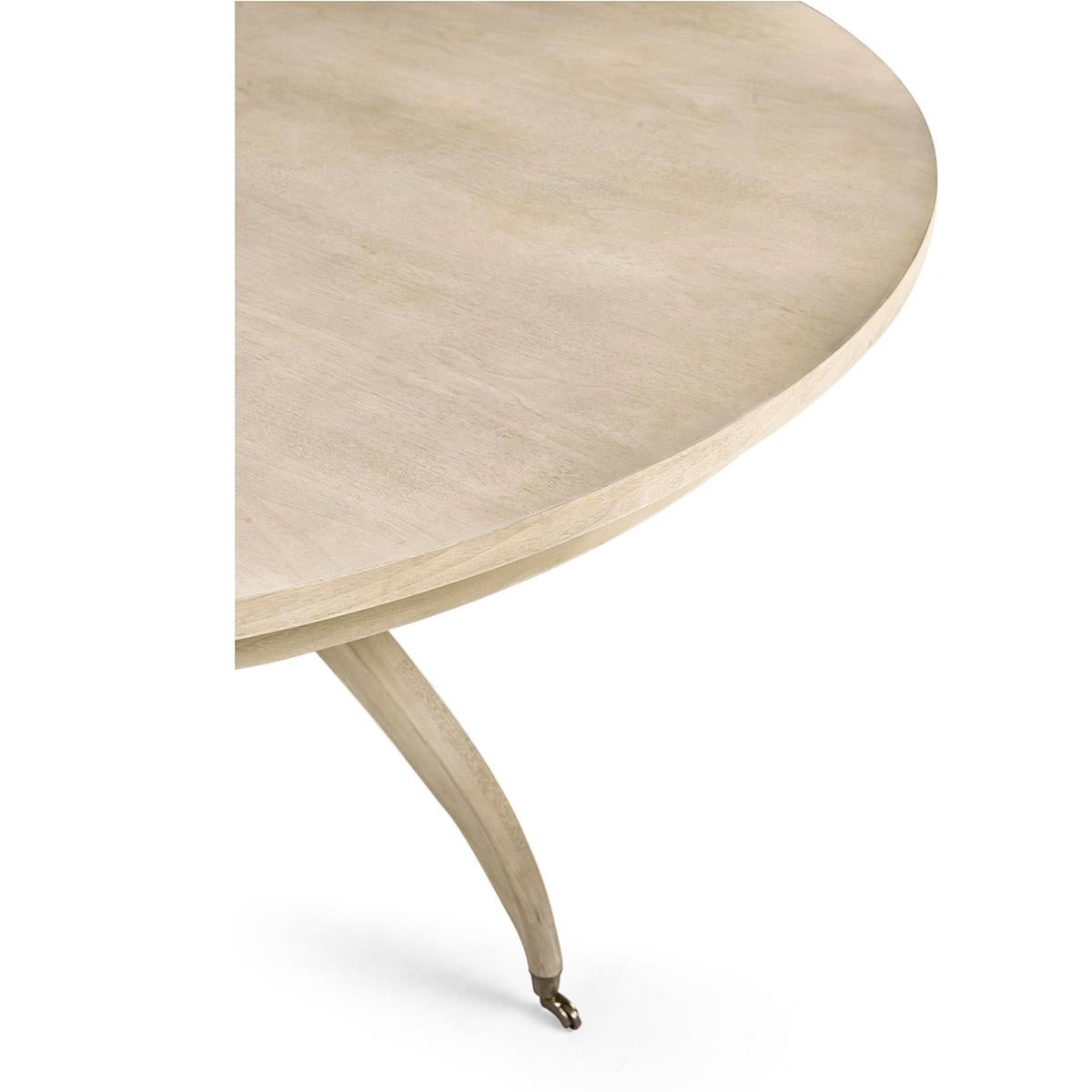 Mid Century Round Dining Table - Bleached Walnut In New Condition In Westwood, NJ