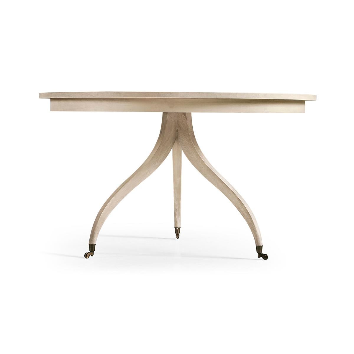 Contemporary Mid Century Round Dining Table - Bleached Walnut