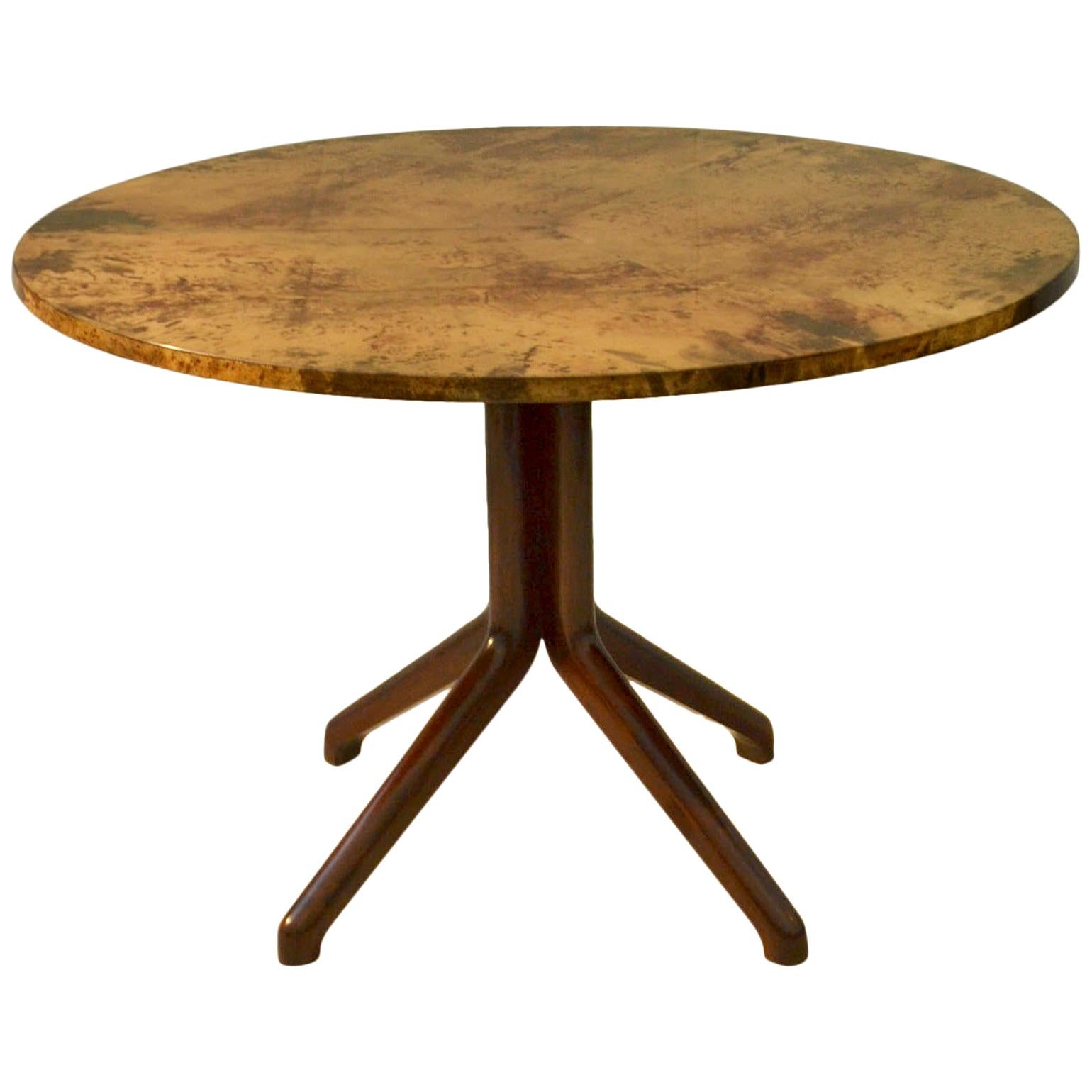 Parchment and Copper Round Table at 1stDibs