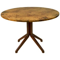 Vintage Dining Table by Aldo Tura, Parchment Top and Ebonized Wood Base