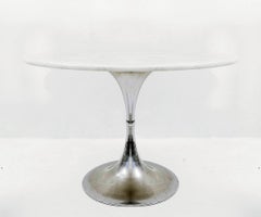 Mid-Century Round Dining Table with Marble Top, Italy, 1970s