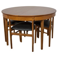 Mid-Century Round Extendable Dining Table and Chairs from McIntosh, 1960s.