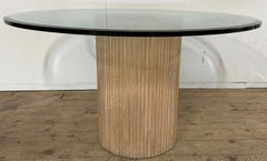 Midcentury Round Faux Bamboo Pedestal