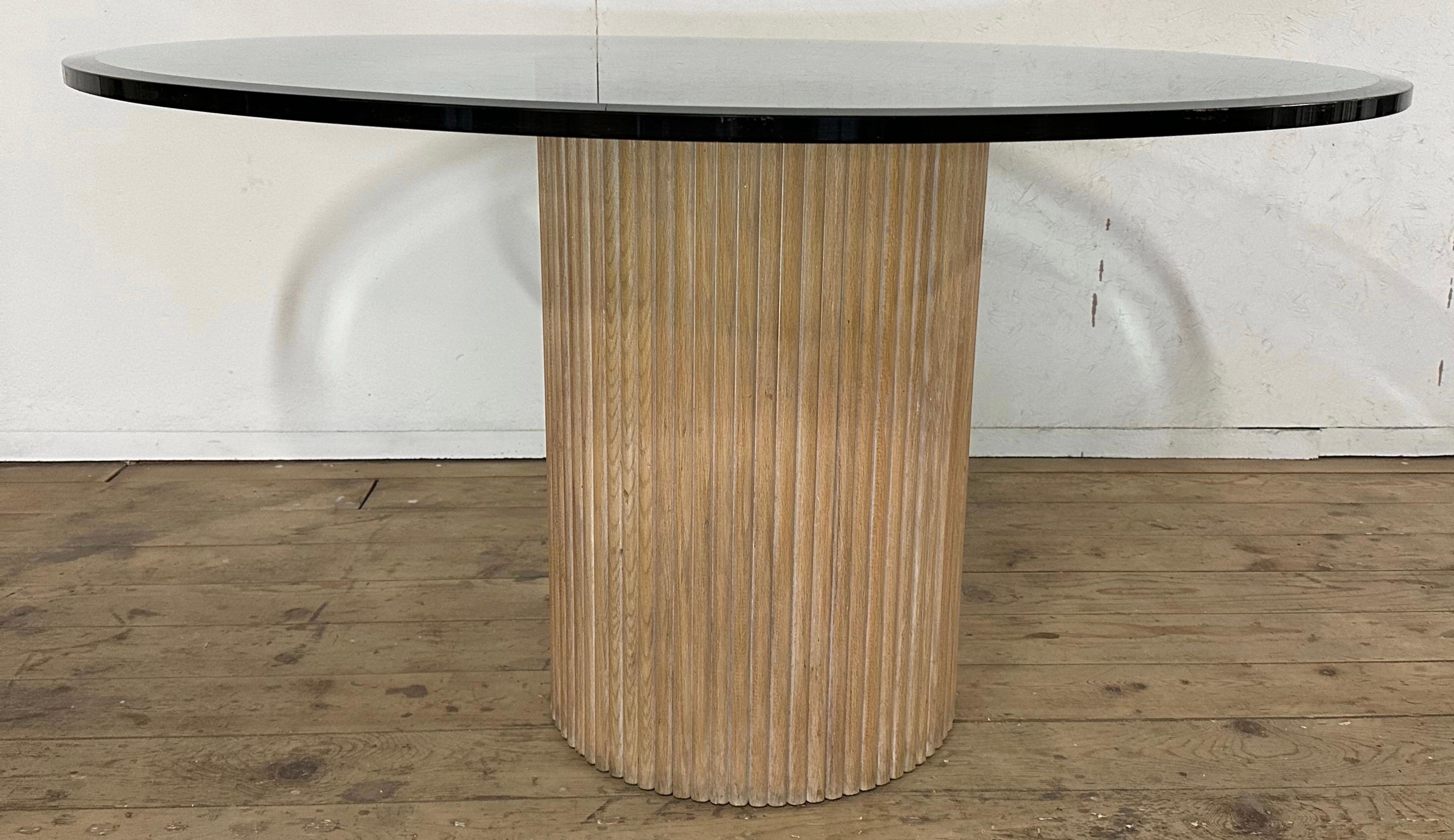 American Midcentury Round Faux Bamboo Pedestal For Sale