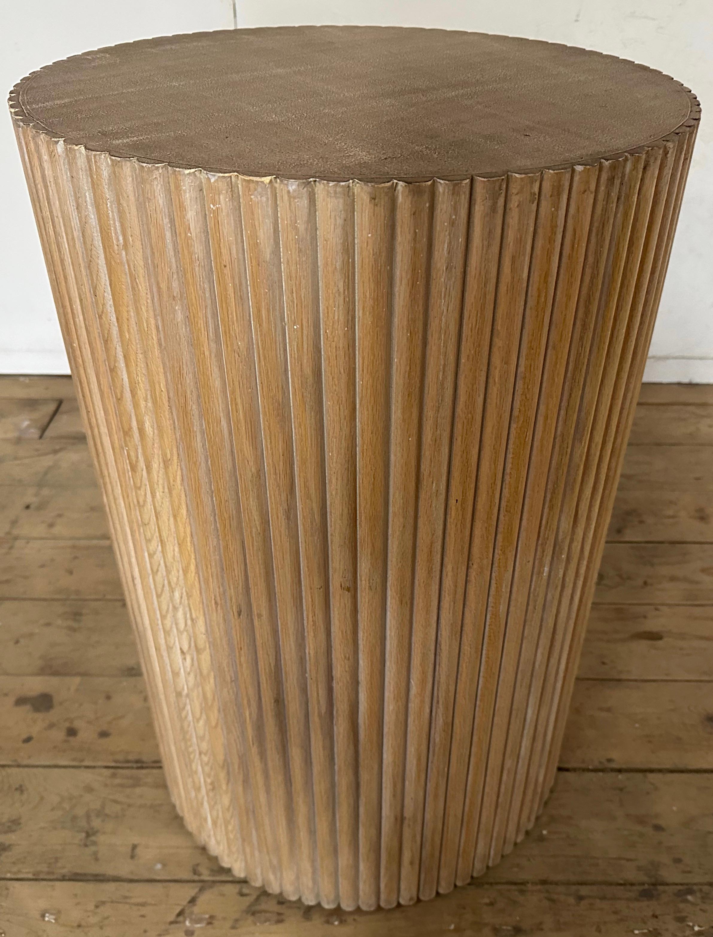 20th Century Midcentury Round Faux Bamboo Pedestal For Sale
