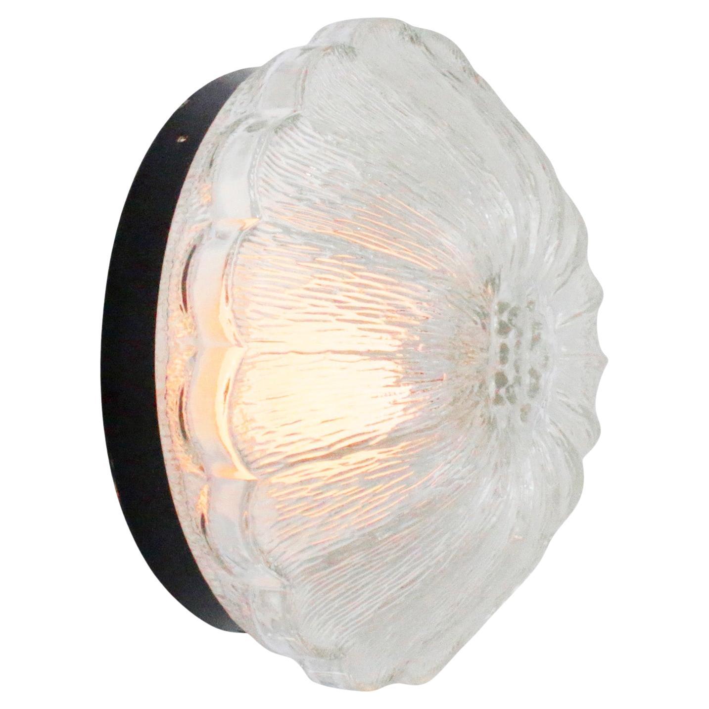 Lampada a incasso in vetro trasparente a forma di fiore di metà secolo in vendita