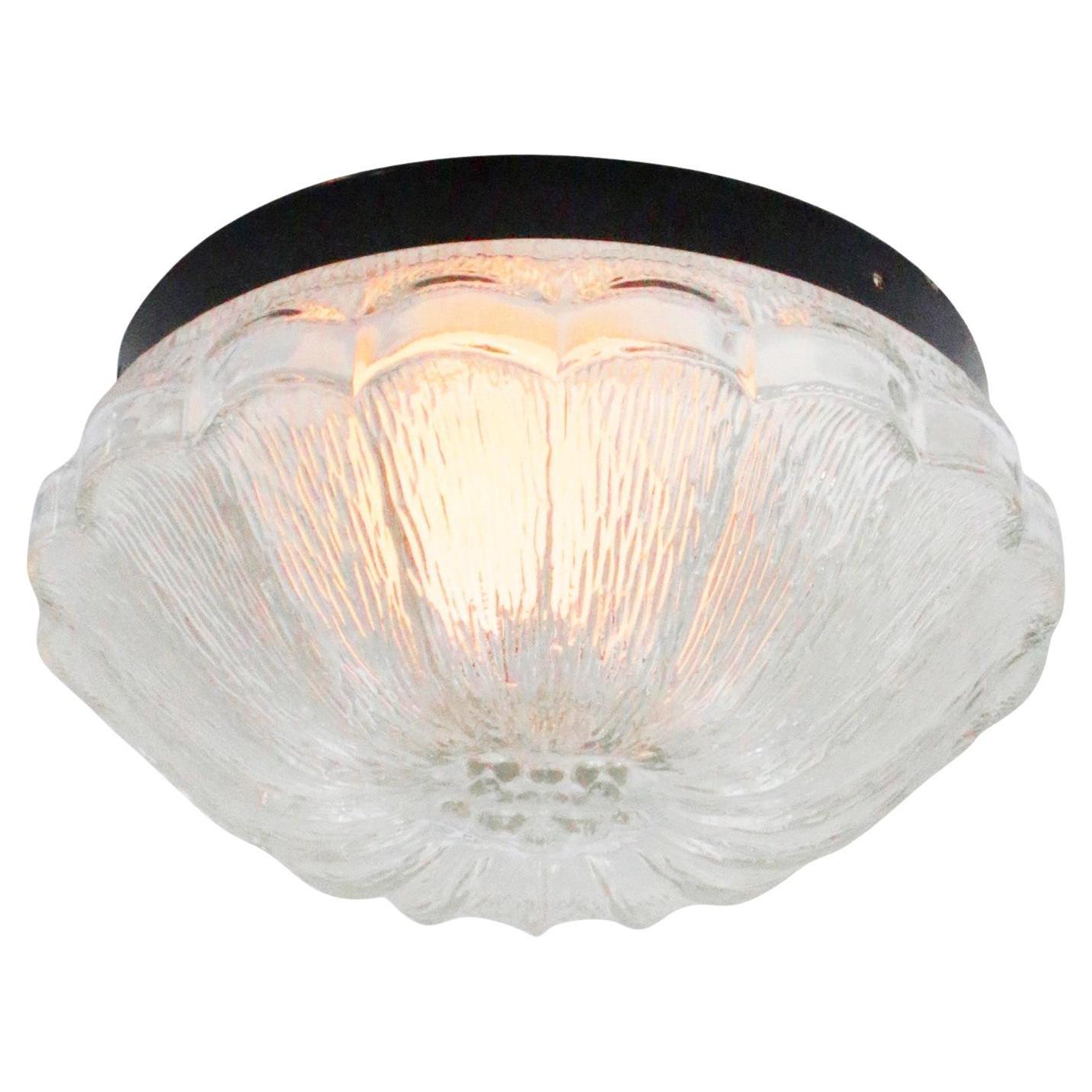 Lampada a incasso in vetro trasparente a forma di fiore di metà secolo