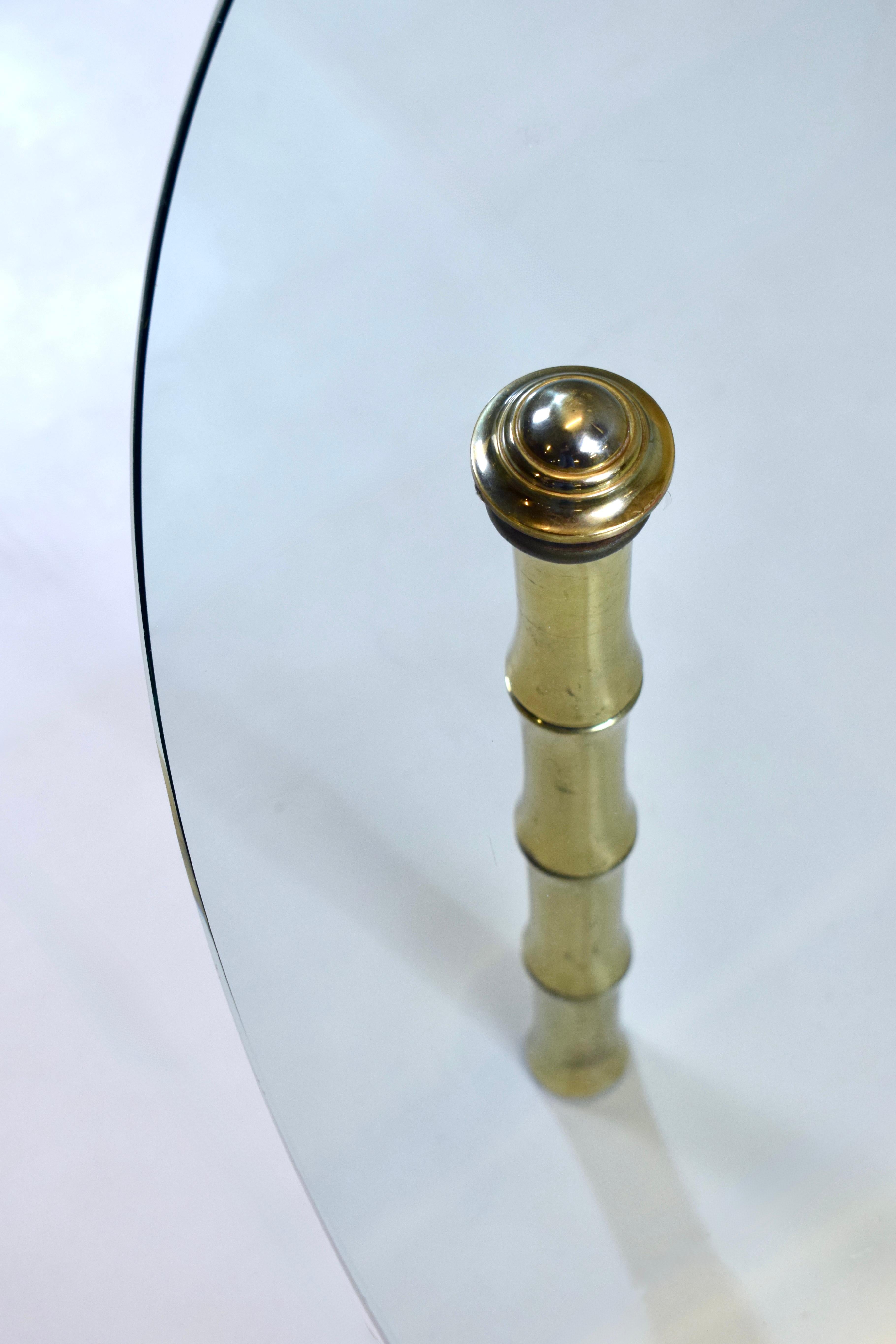 Mid-Century Round Glass, Brass Cocktail Table, Manner of Pepe Mendoza For Sale 3