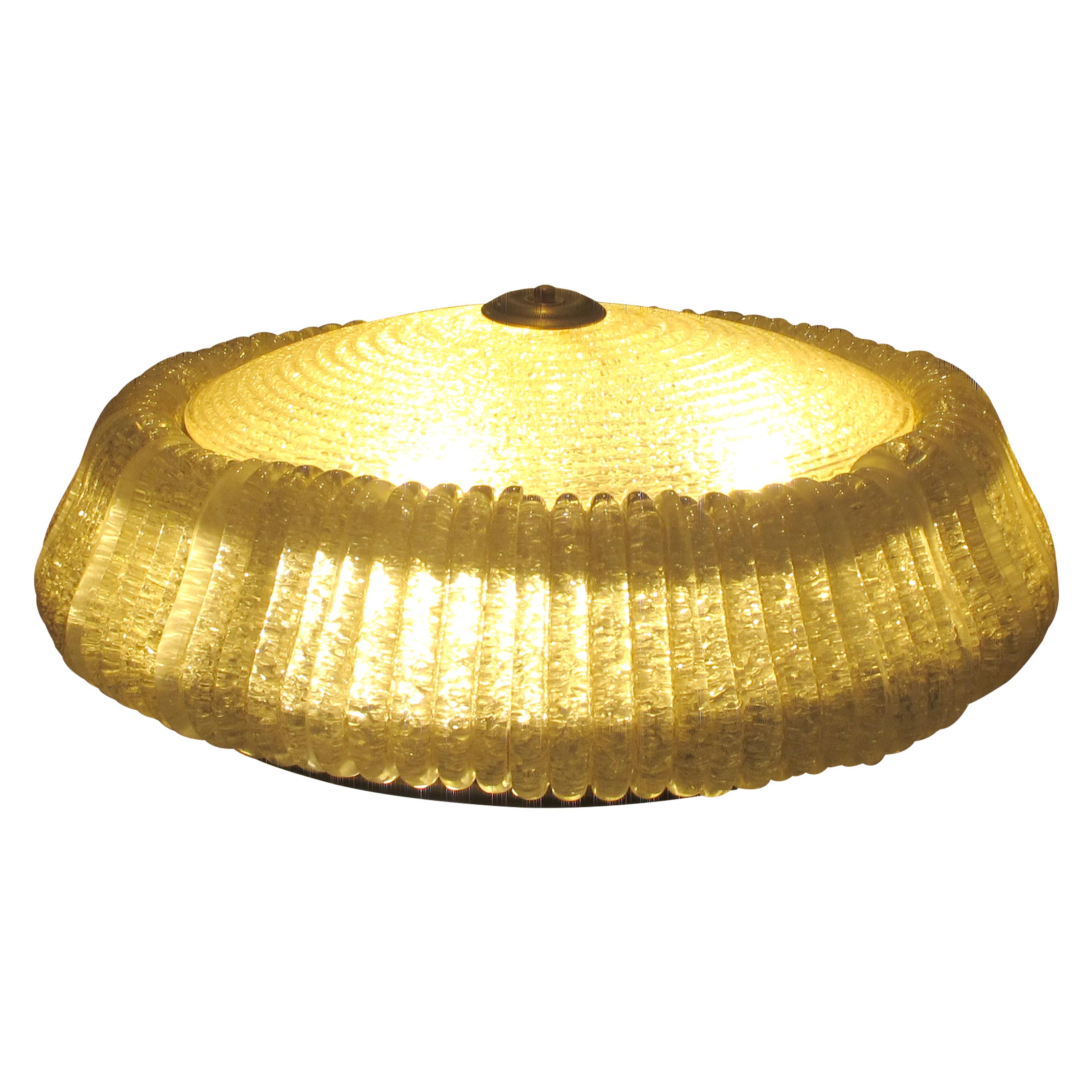 Plafón redondo de cristal de mediados de siglo de Seguso Vetri d'Arte, italiano Italiano en venta
