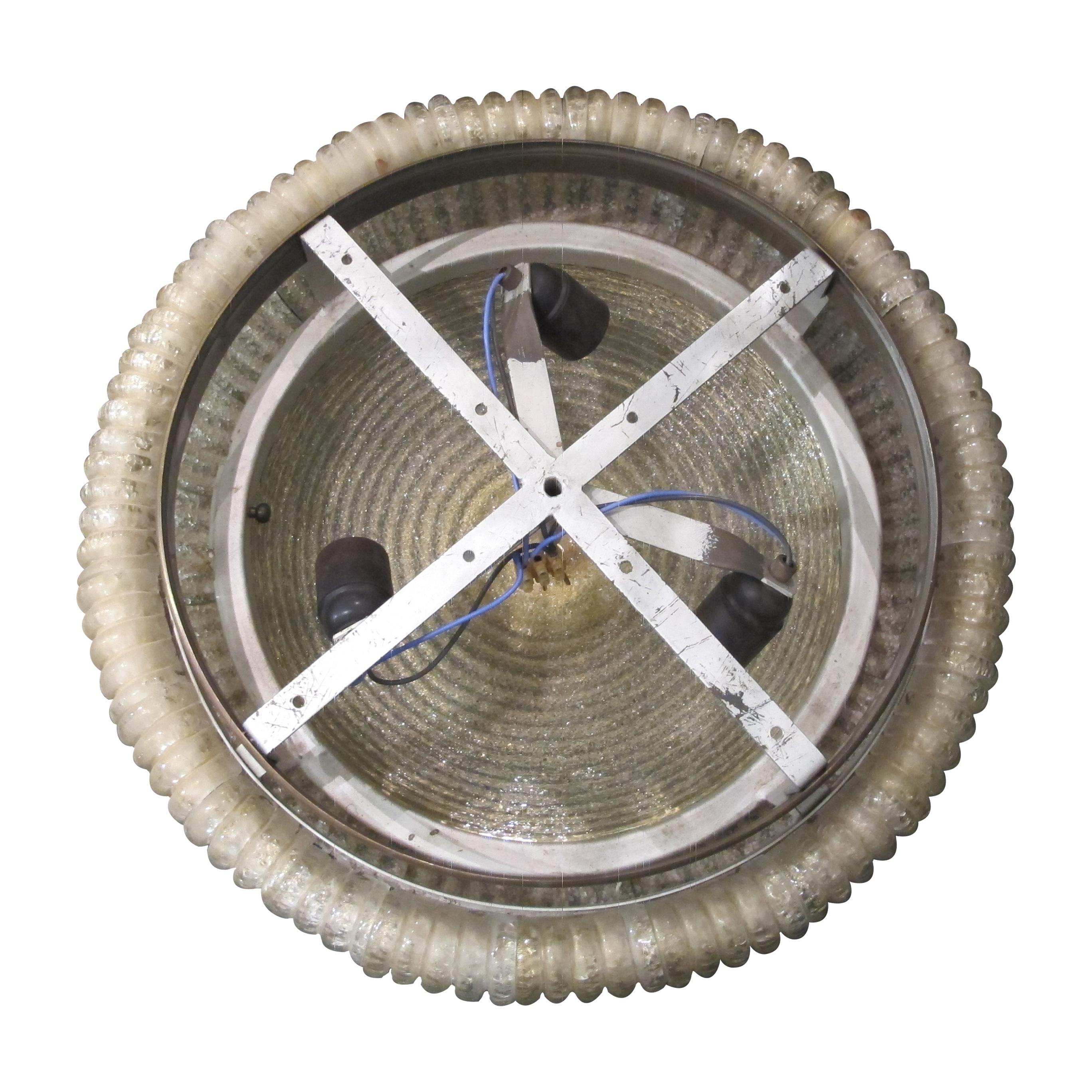 Plafón redondo de cristal de mediados de siglo de Seguso Vetri d'Arte, italiano Metal en venta