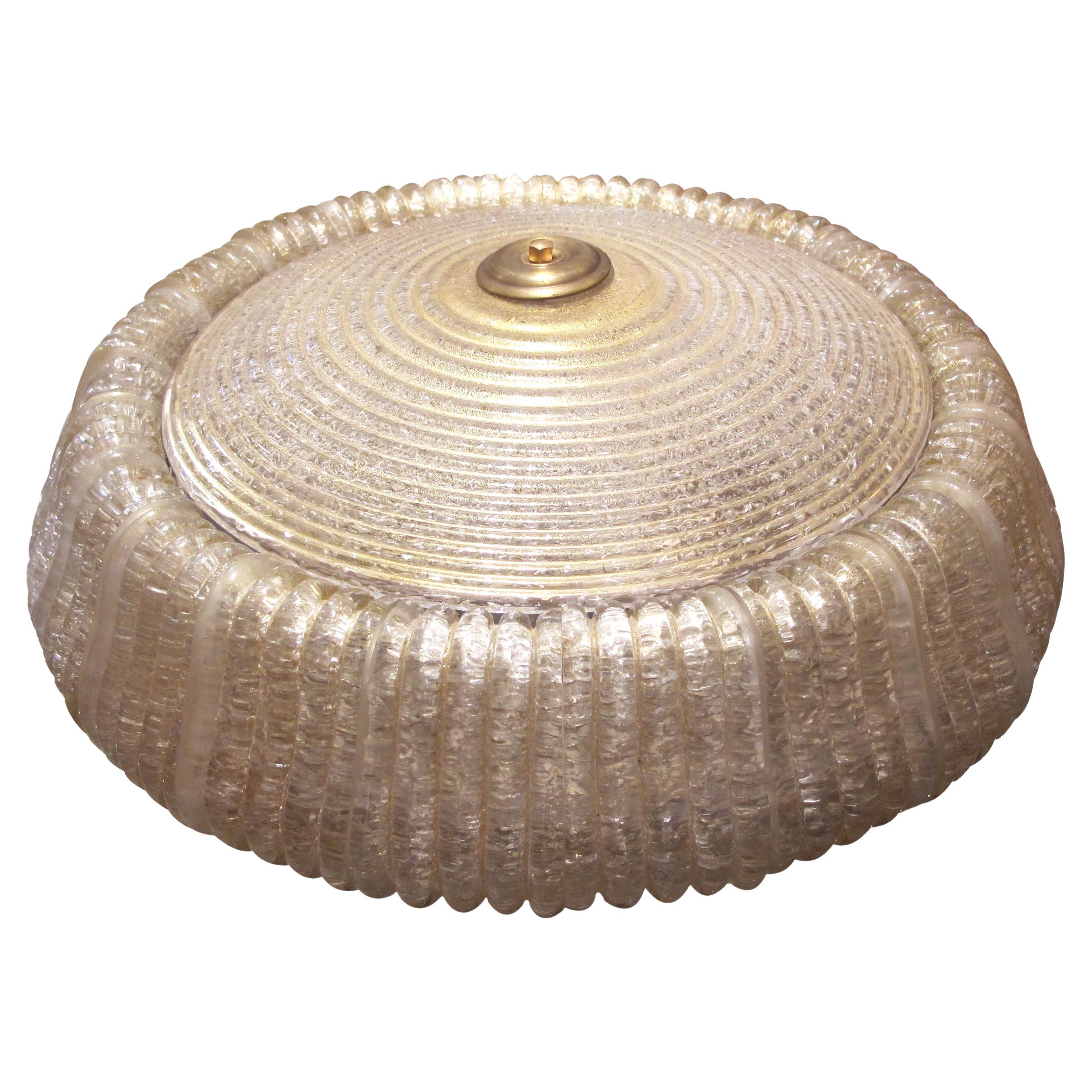 Plafonnier rond en verre du milieu du siècle par Seguso Vetri d'Arte, Italie