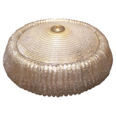 Mid-Century Round Glass Ceiling Light By Seguso Vetri D’Arte, Italian