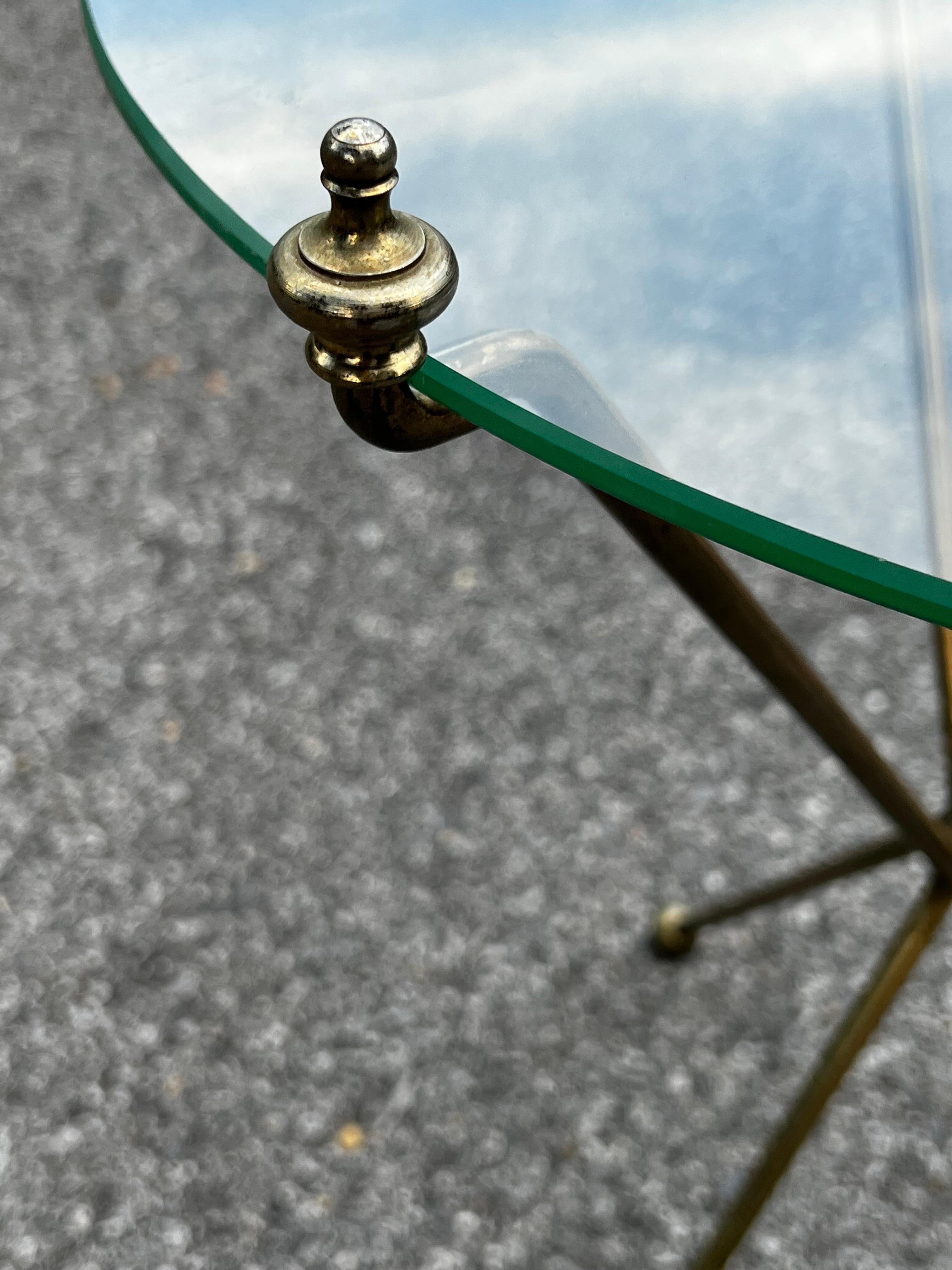 20th Century Mid-Century Round Glass Side Table Attributed to Maison Jensen   For Sale