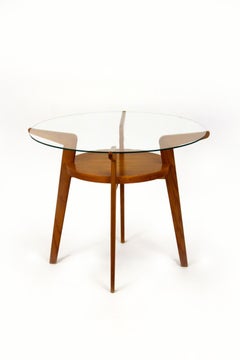 Mid Century Round Glass Top Coffee Table From Jitona, 1960s