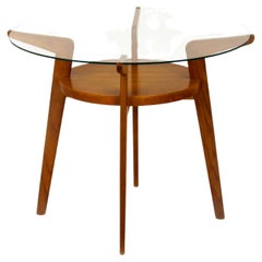 Table basse ronde du milieu du siècle dernier à plateau en verre de Jitona, années 1960