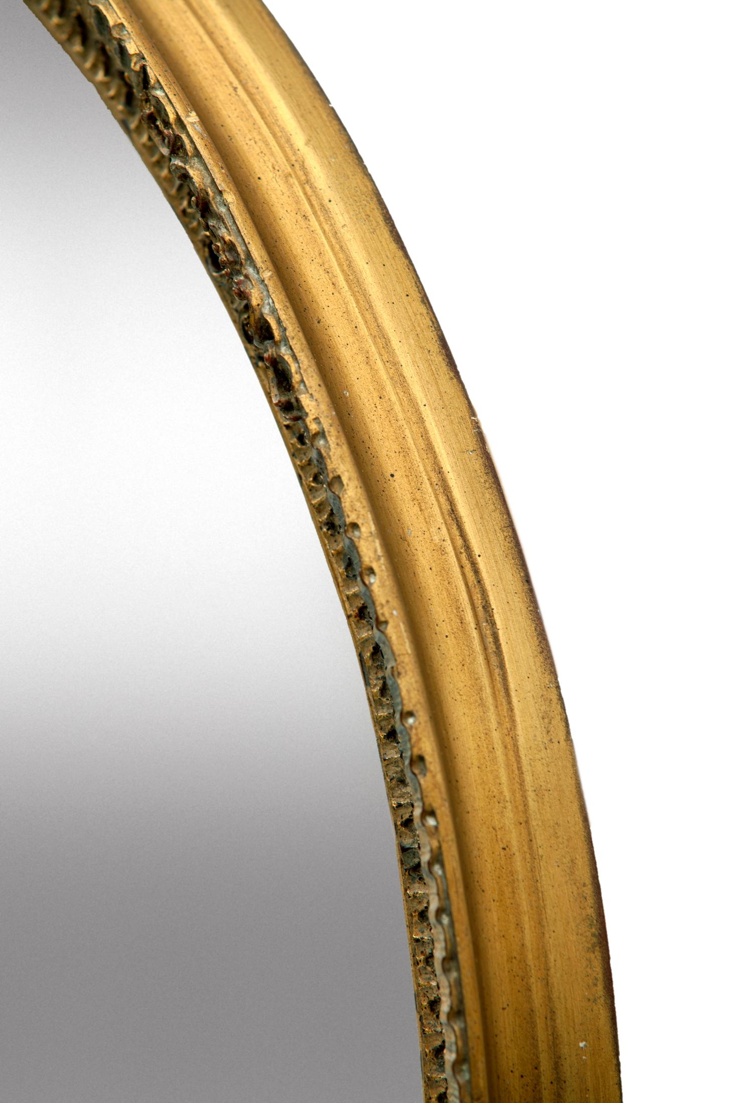 Italian Mid-century Round Gold Mirror with Shallow Ruffled Edge
