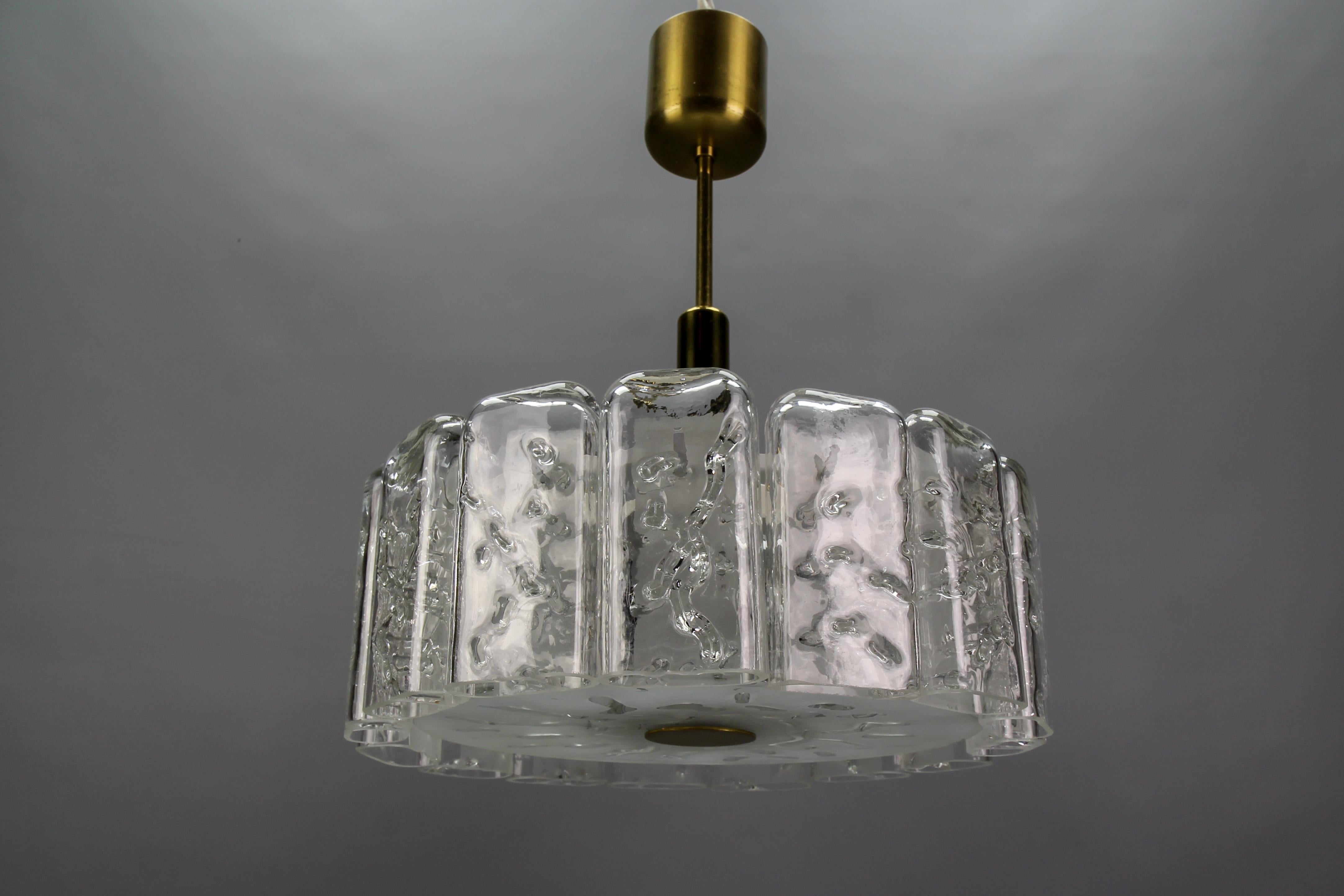 Mid-Century Round Ice Glass Chandelier by Doria, ca. 1970s For Sale 8