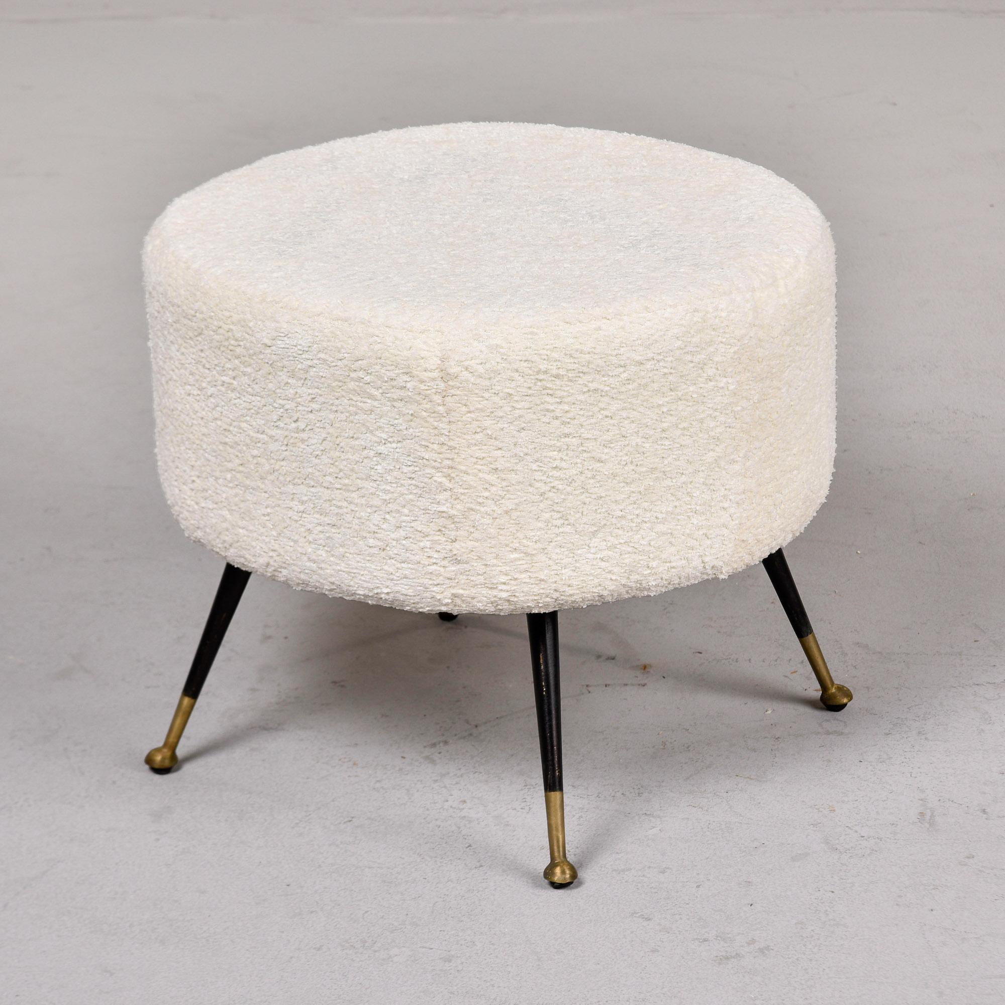 Mid Century Round Italian Stool with Metal Legs and Brass Feet For Sale 5