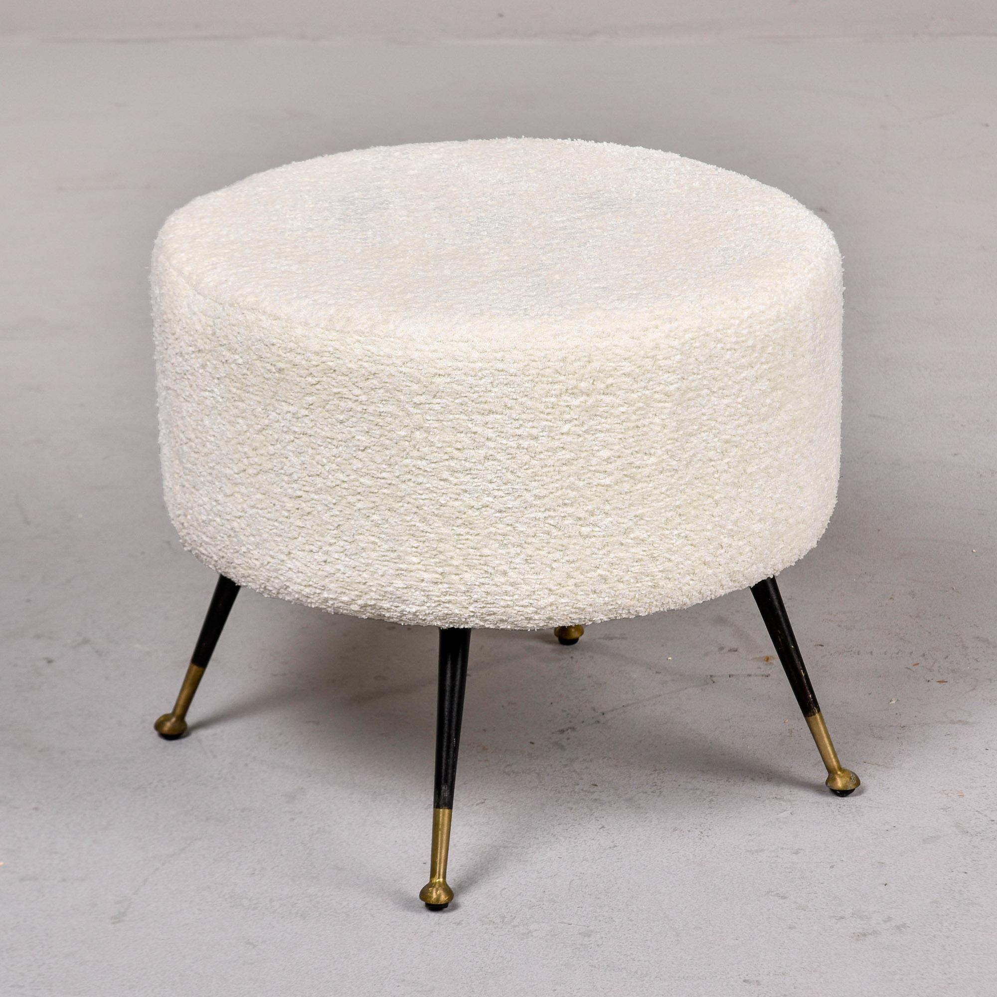 Mid-Century Modern Mid Century Round Italian Stool with Metal Legs and Brass Feet For Sale