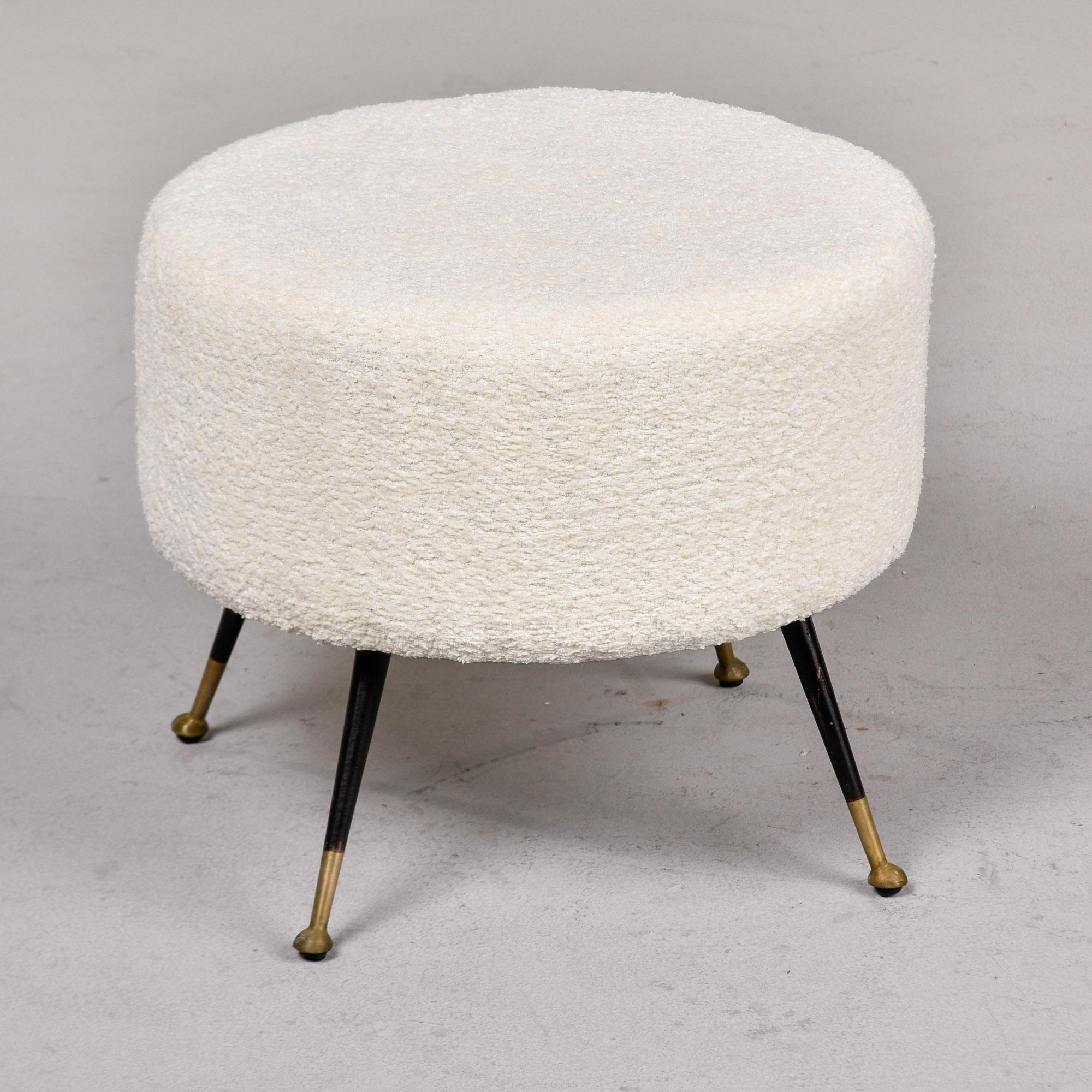 Mid Century Round Italian Stool with Metal Legs and Brass Feet For Sale 2
