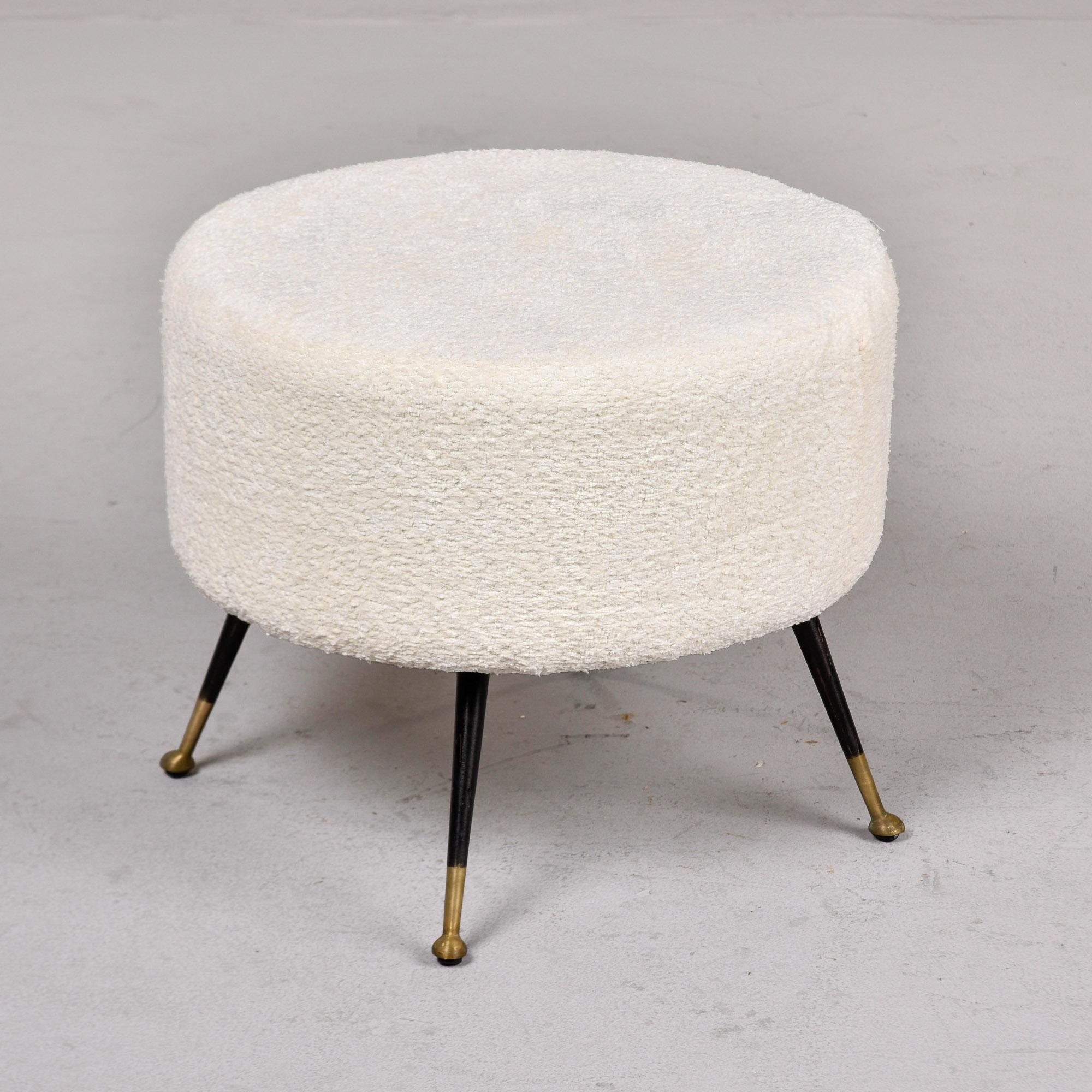 Mid Century Round Italian Stool with Metal Legs and Brass Feet For Sale 4