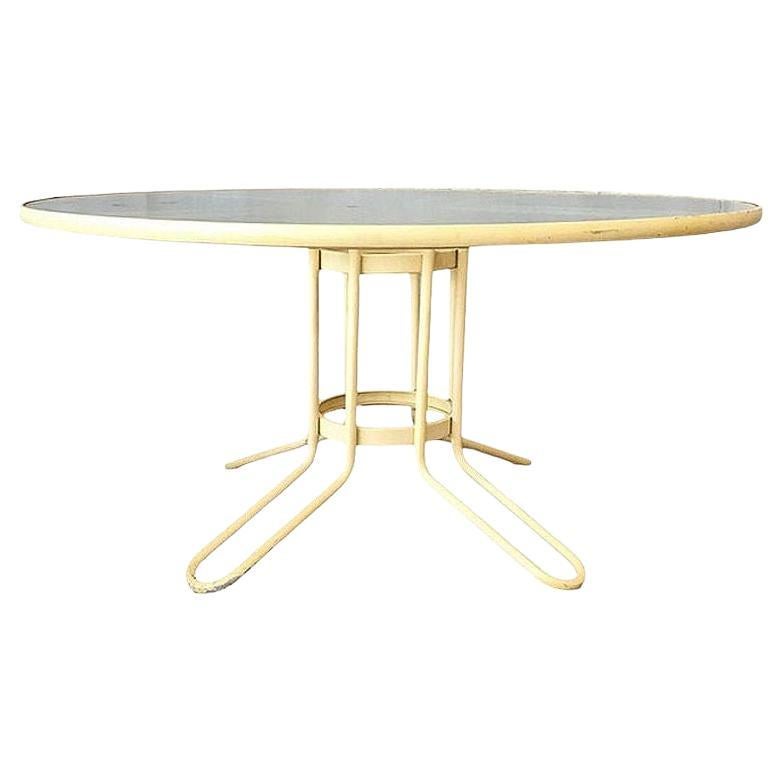Runder „Kailua“-Terrassentisch aus Glas und Stahlrohr aus der Mitte des Jahrhunderts von Brown Jordan