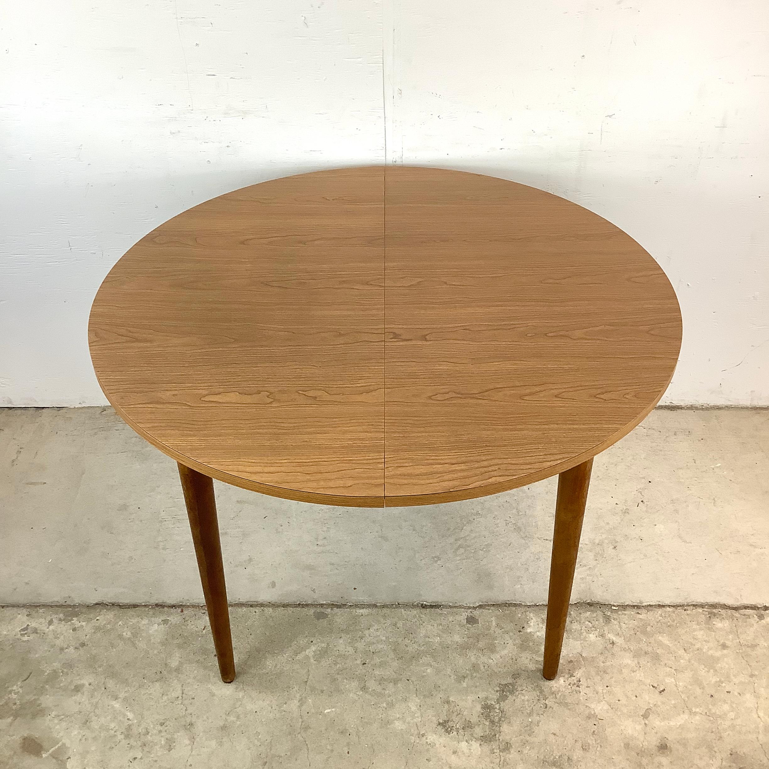 Mid-Century Modern Mid-Century Round Kitchen Table W/ Leaf For Sale