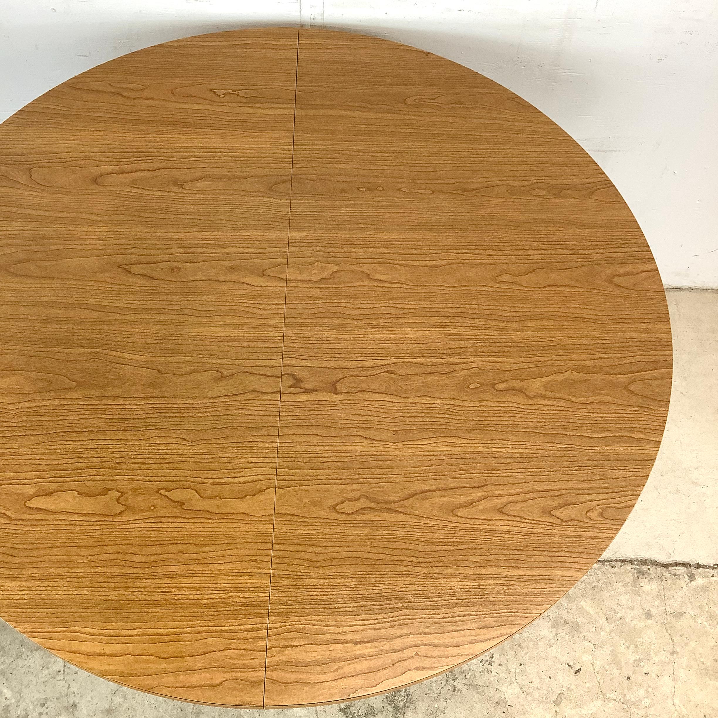 Veneer Mid-Century Round Kitchen Table W/ Leaf For Sale