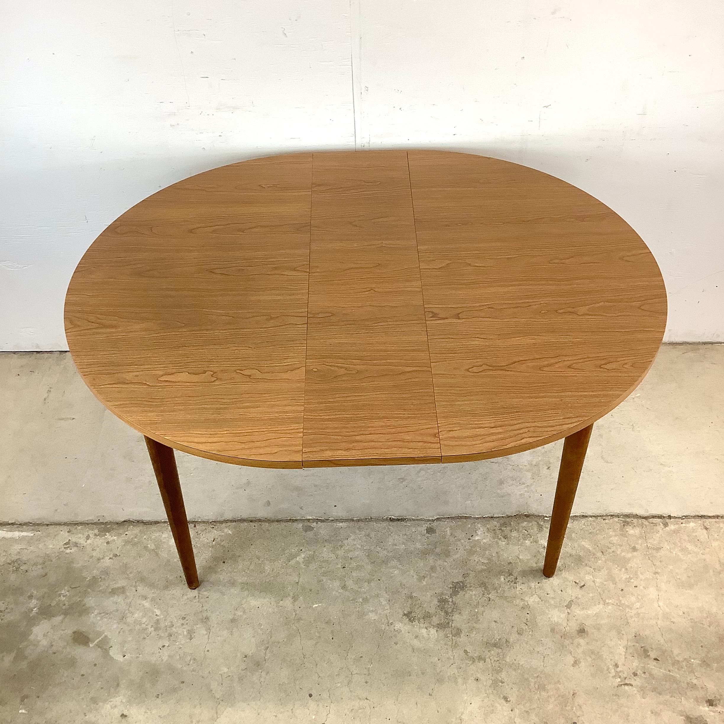 Laminate Mid-Century Round Kitchen Table W/ Leaf For Sale