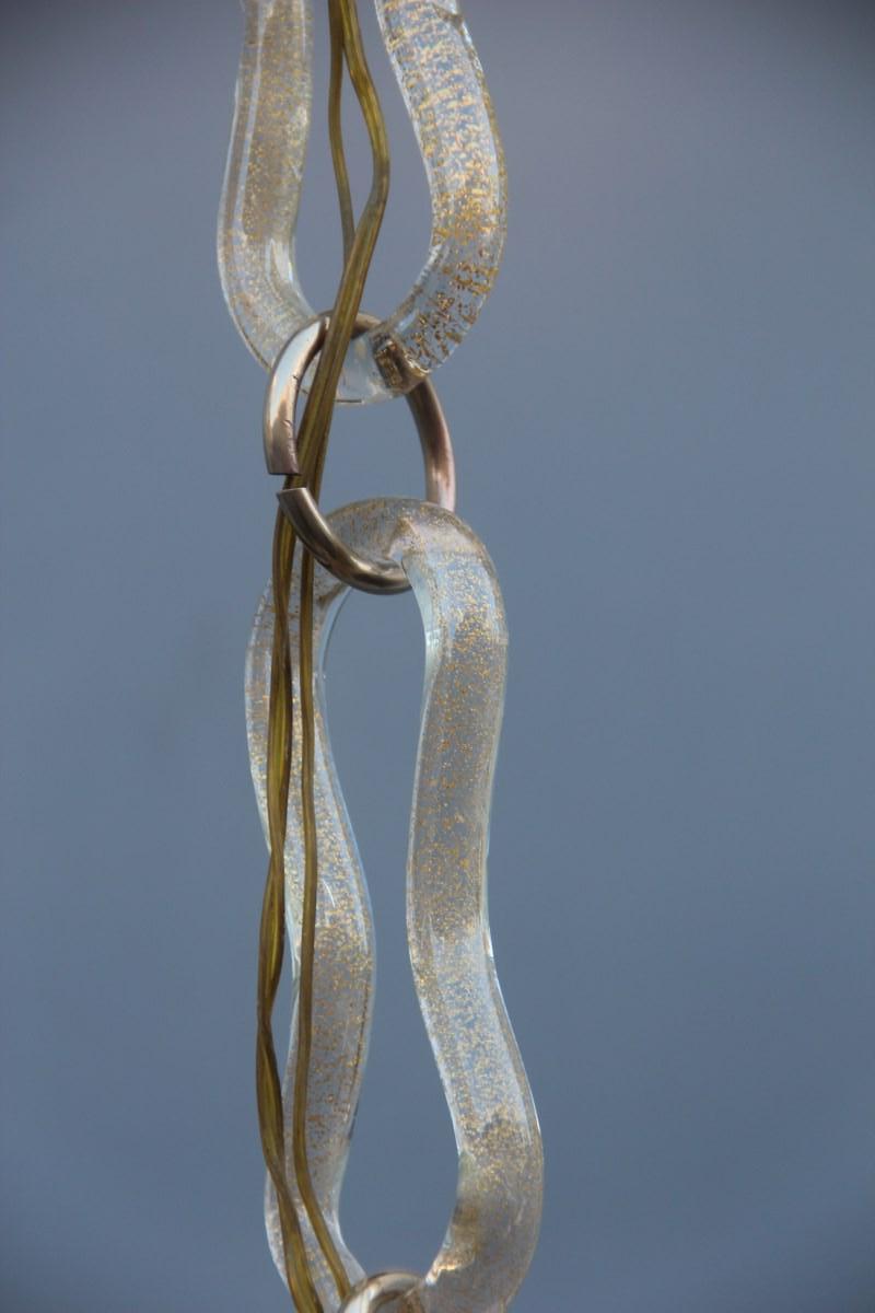 Midcentury Round Lantern Archimede Seguso Gold Murano Glass Leaves Brass Part 4