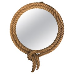 Used Mid-Century Round Lariat Rope Mirror Adrien Audoux & Frida Minet