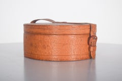 Mid-Century Round Leather Box