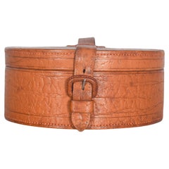 Mid-Century Round Leather Box
