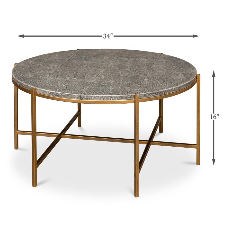 Mid Century Round Leather Cocktail Table For Sale 2