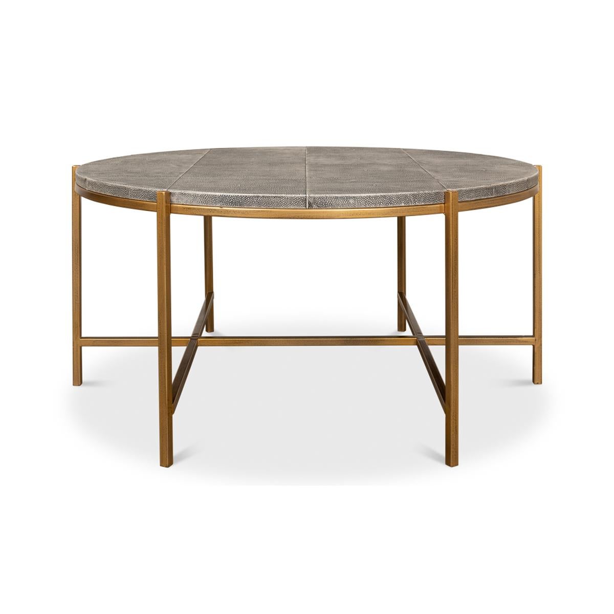 Mid Century Round Leather Cocktail Table In New Condition For Sale In Westwood, NJ