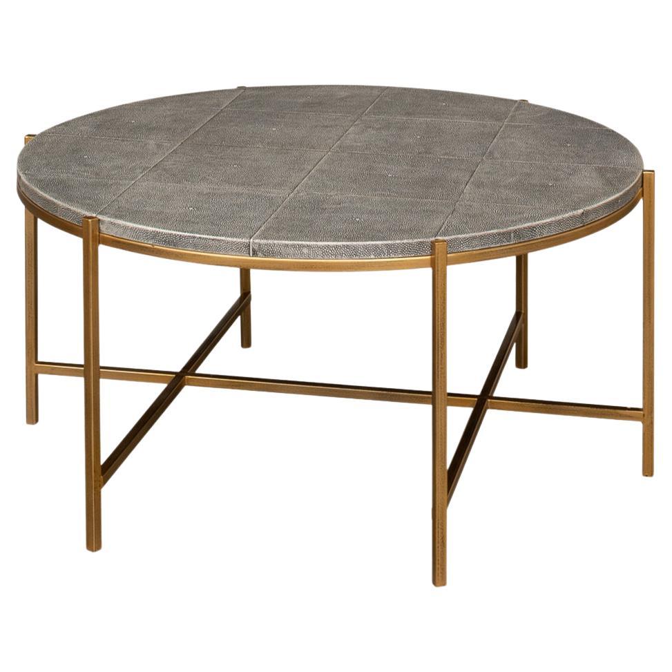 Mid Century Round Leather Cocktail Table For Sale