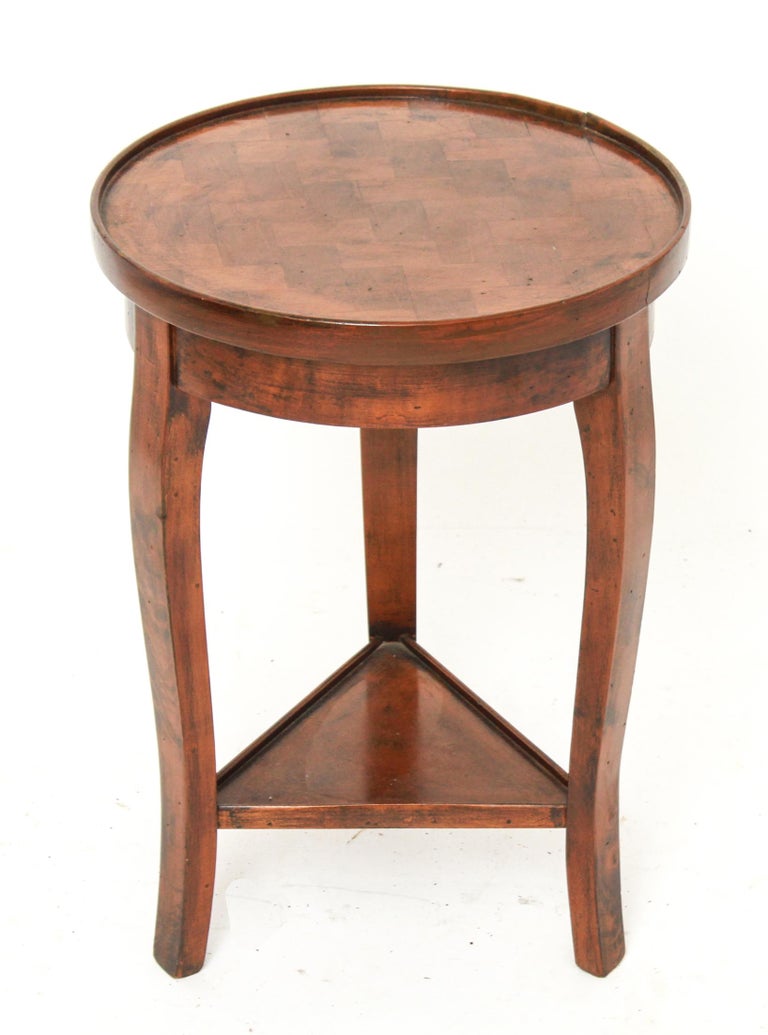Midcentury Round Low Walnut Side Table at 1stDibs