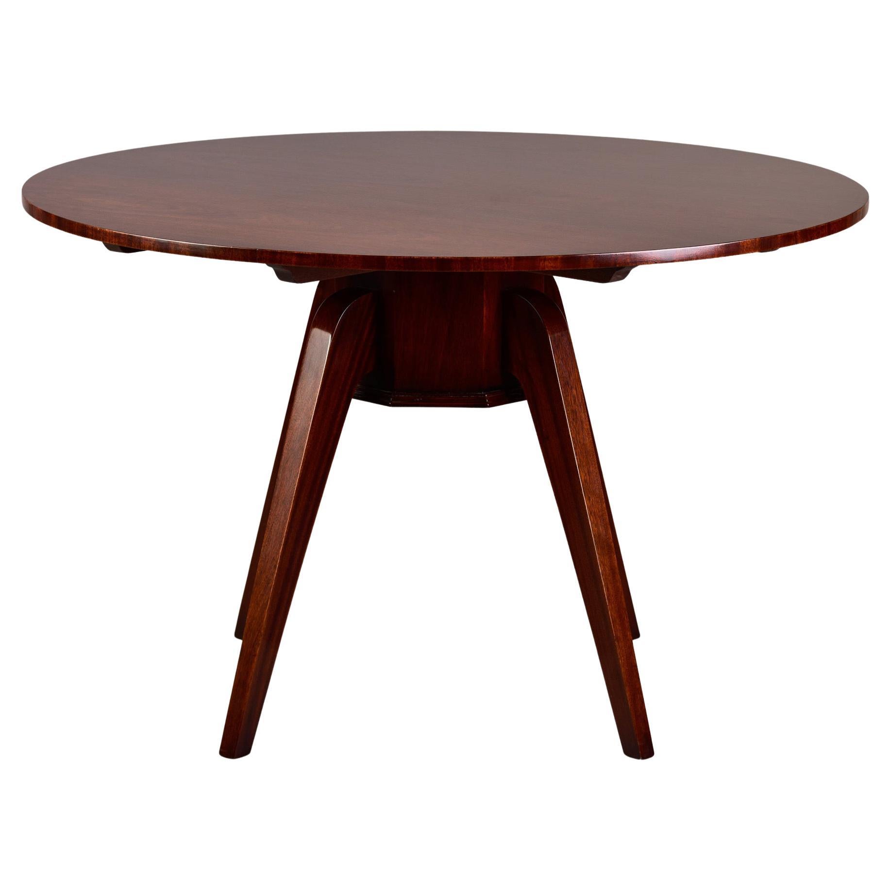 Mid-Century Round Mahogany Table For Sale