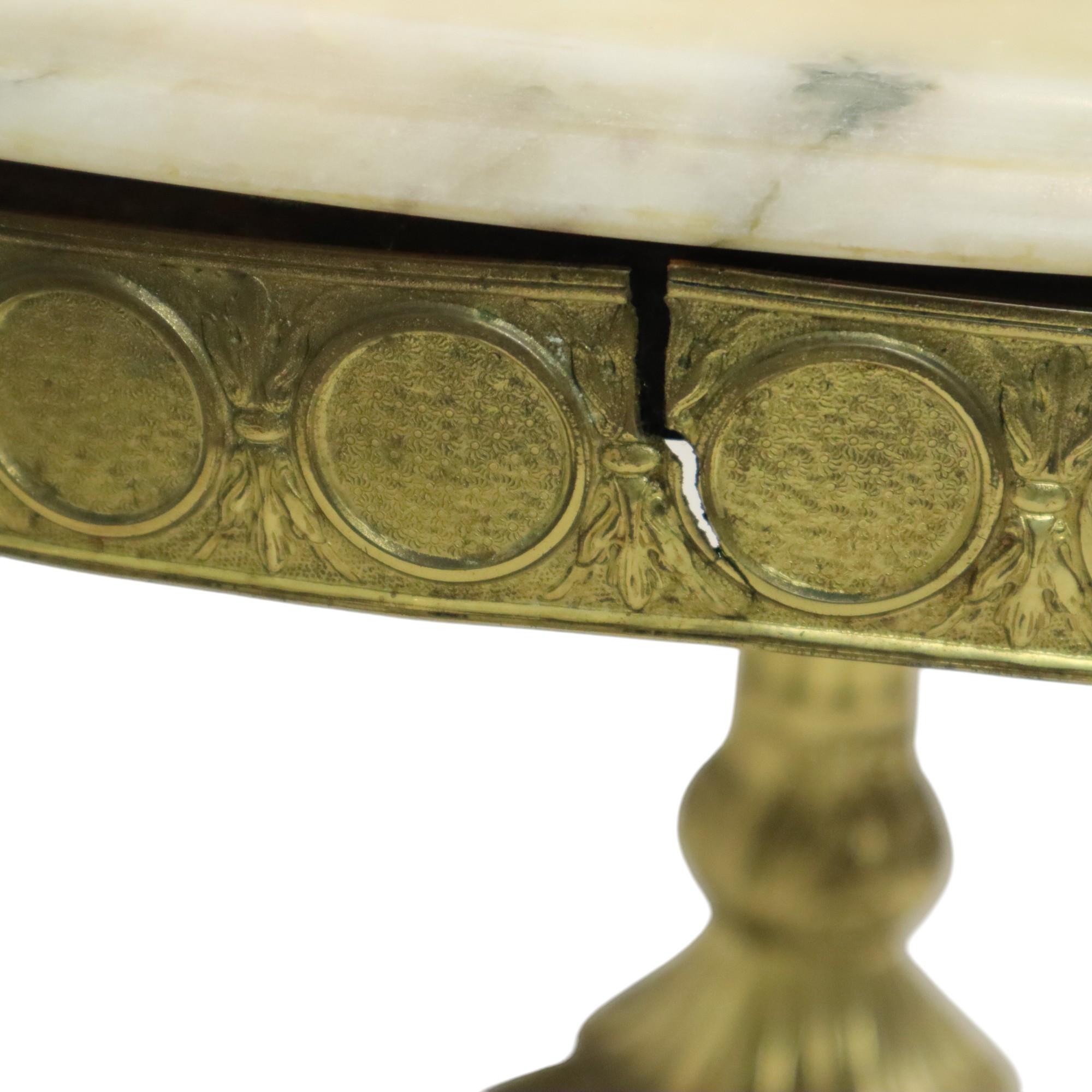 Mid Century Round Marble Coffee Table Side Table Brass For Sale 3