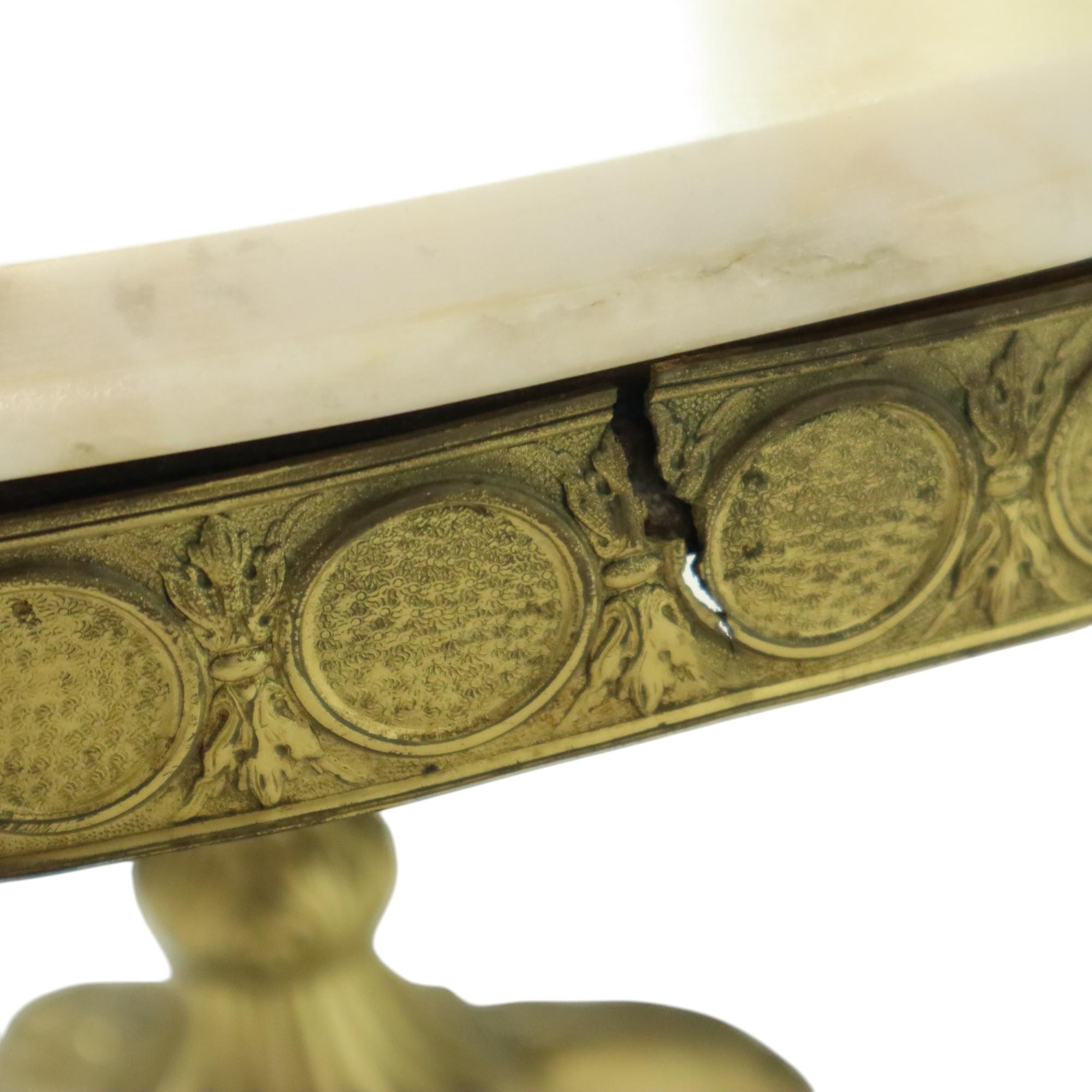 Mid Century Round Marble Coffee Table Side Table Brass For Sale 4