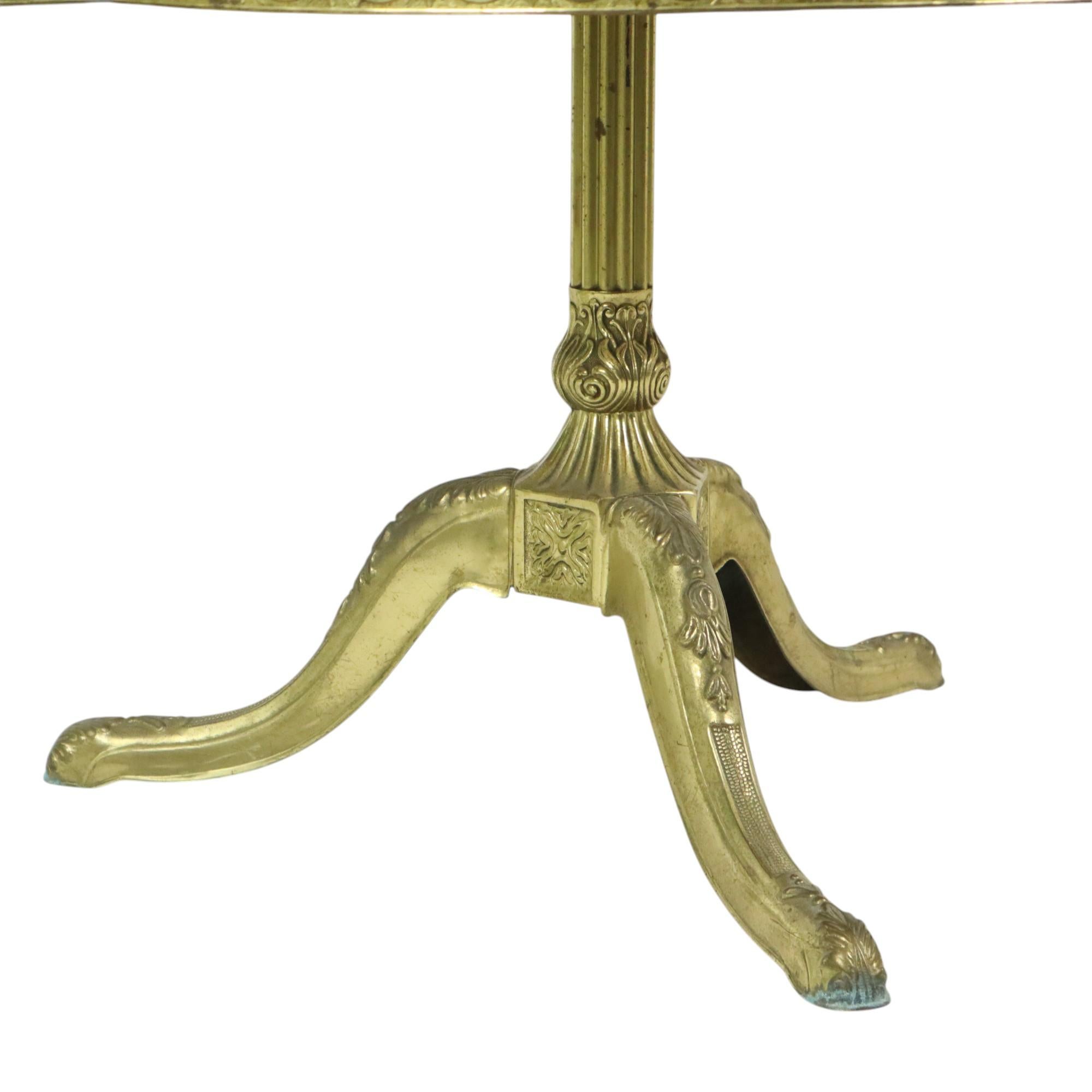 20th Century Mid Century Round Marble Coffee Table Side Table Brass For Sale