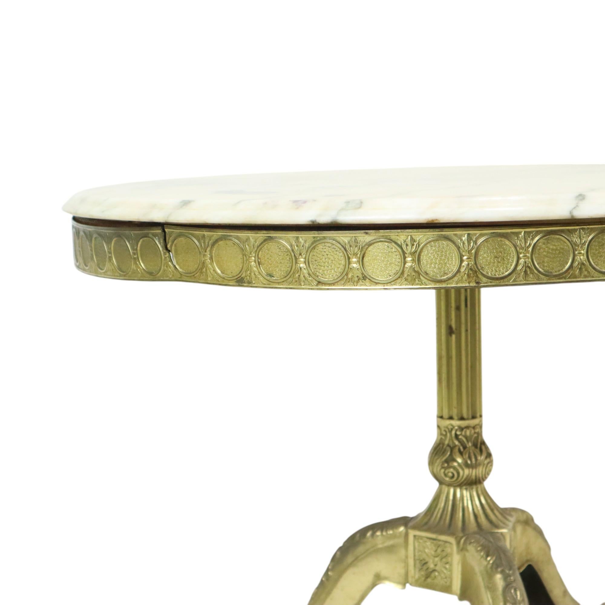 Metal Mid Century Round Marble Coffee Table Side Table Brass For Sale