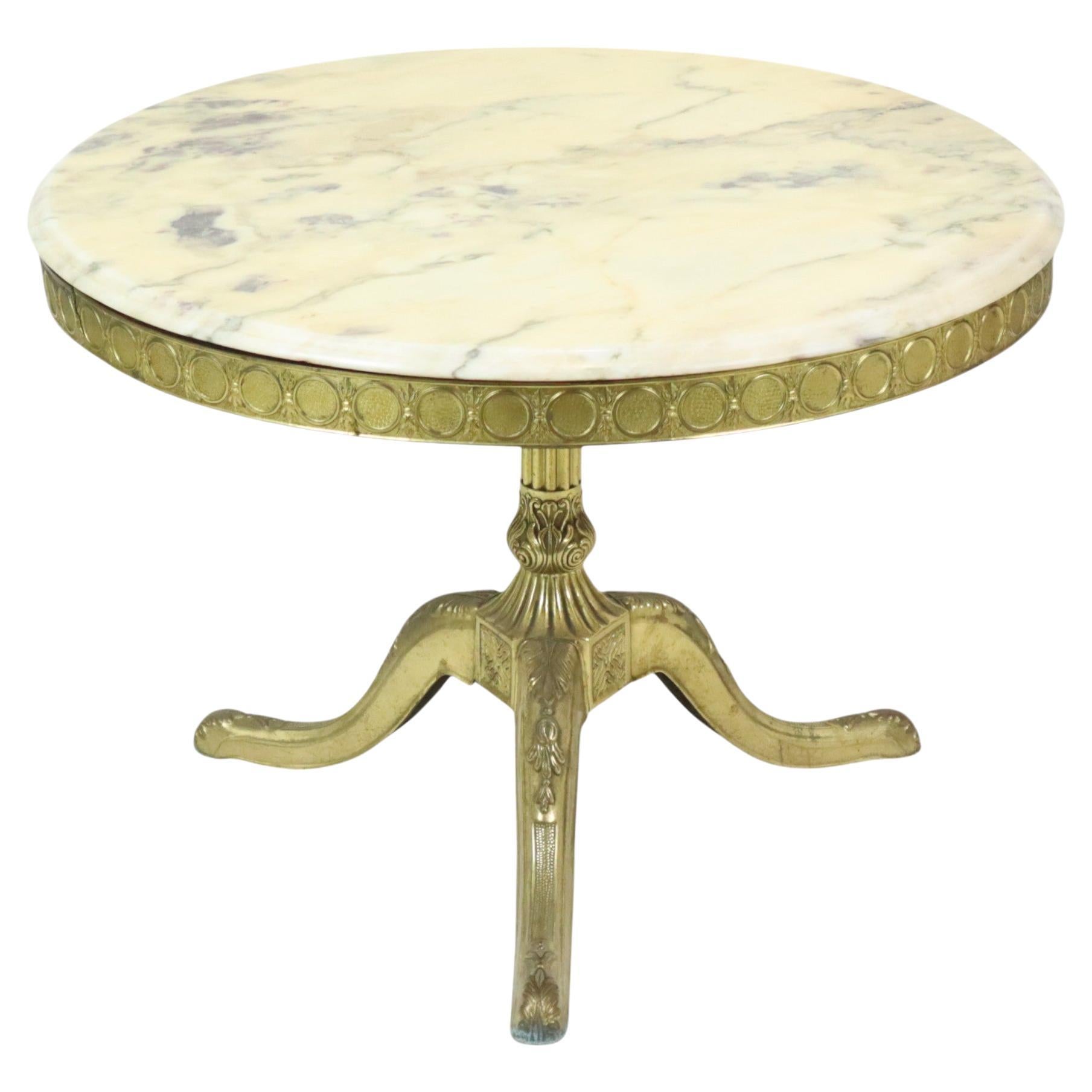 Mid Century Round Marble Coffee Table Side Table Brass For Sale