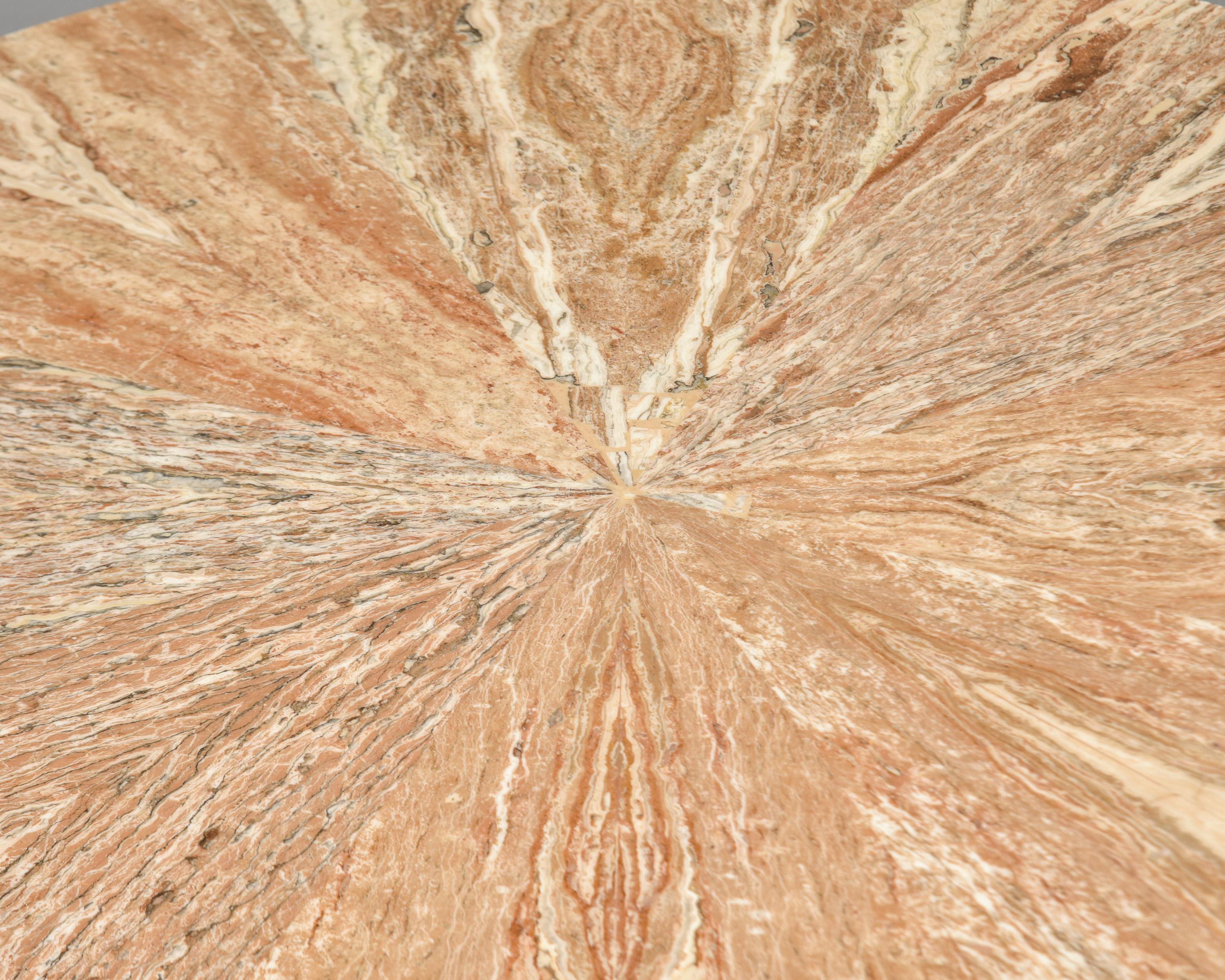 Mid Century Round Marble Top Coffee Table with Chrome Base in vendita 4