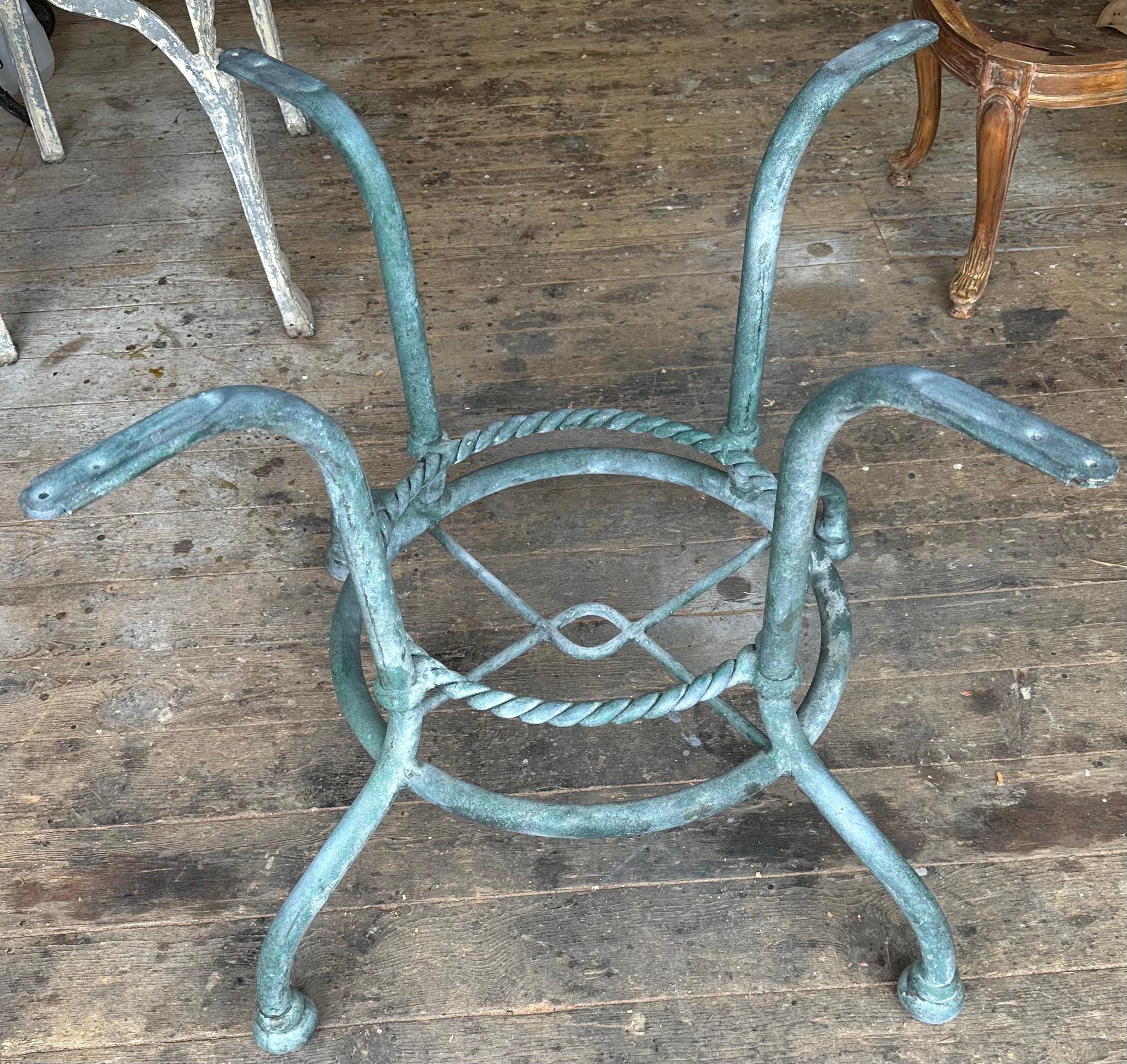 Baroque Revival Mid-Century Round Metal Base Garden Table For Sale