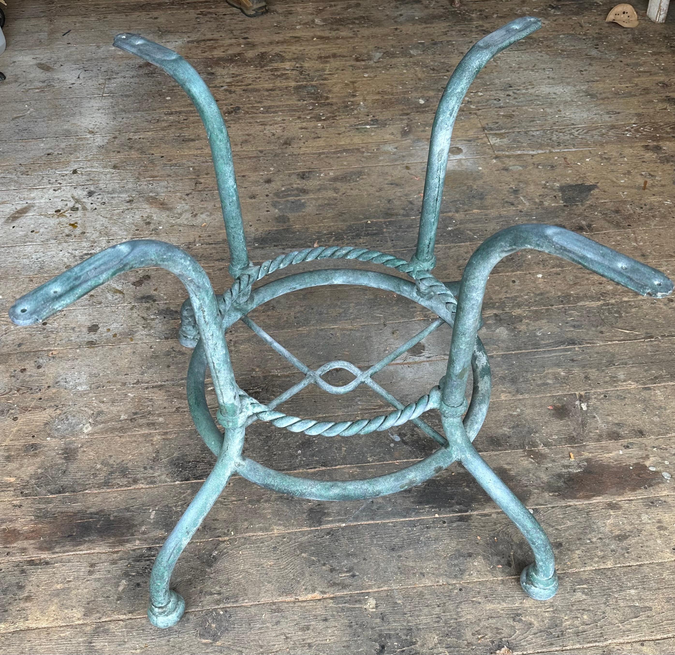 Painted Mid-Century Round Metal Base Garden Table For Sale