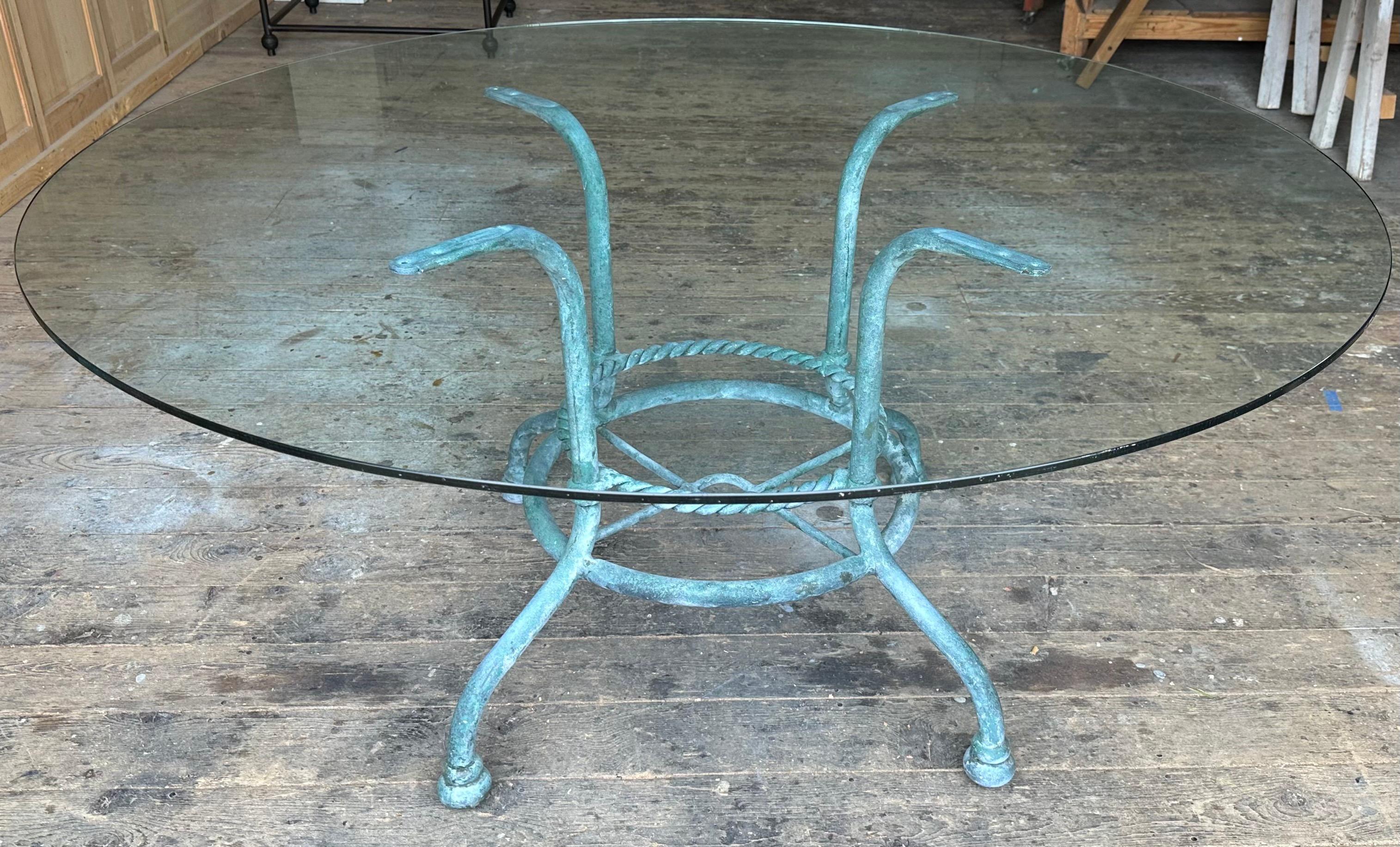 20th Century Mid-Century Round Metal Base Garden Table For Sale