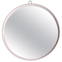 Mid-Century Round Mirror, Lacquered Wood, Scandinavia